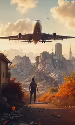 an image of a man and airplane