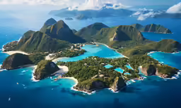 an aerial view of an island in the ocean