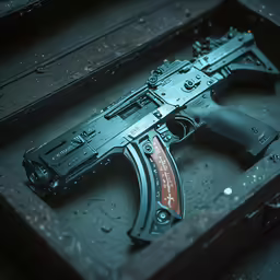 this gun is laying in a case