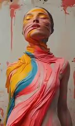 this is an image of a person with multiple colors on them