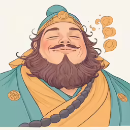 the head and shoulders of a man wearing a blue robe