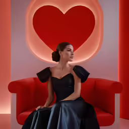 a young lady wearing black on the love logo