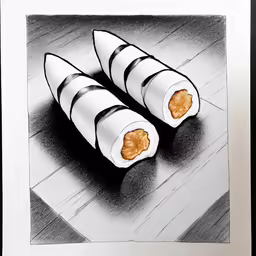 two rolls with a few brown food inside of them