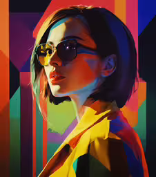 the woman has sun glasses on and her hair is slightly bobbling,a woman with sunglasses looking in the same direction
