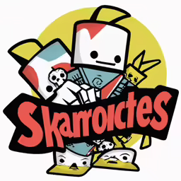 a cartoon character holding onto a sign with words skaarocuts