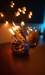 the candles on the vase are small