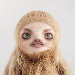a doll with blonde hair and blue eyes