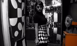 a woman wearing a dress in a store