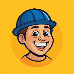 a cartoon character in a hard hat with big eyes