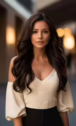 a beautiful woman wearing a black and white dress