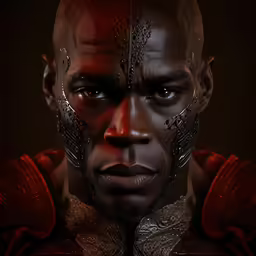 a man with a bald head, makeup and eye ring is shown in an artistic photograph