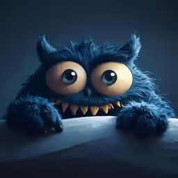 an animated monster with large, teeth and big eyes