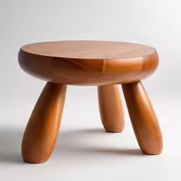 a wooden stool is shown with two legs