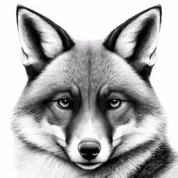 a black and white photo of a grey fox