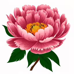 a flower with leaves on the petals on a white background,a large pink flower on top of a leaf