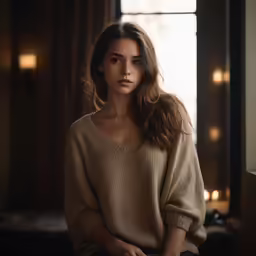the woman is sitting down with her eyes closed