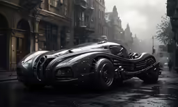 the dark knight car driving on the street