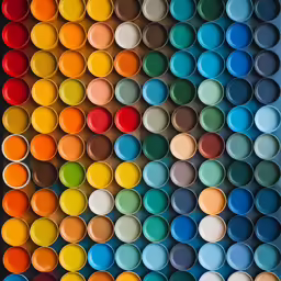 an assortment of paint colors painted on large wall