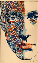 a poster with multiple colored shapes on it
