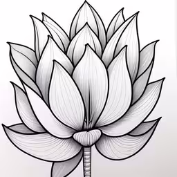 an art work of a lotus flower with leaves and petals
