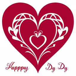 a heart shaped card with the words happy day,an illustration of a heart with flowers on a red and white background,a heart shaped with plants in it on a red and white background,the image shows two hearts with the words happy day,a valentine