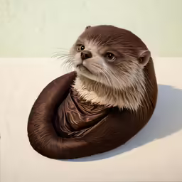 an animal that is looking up from his stomach