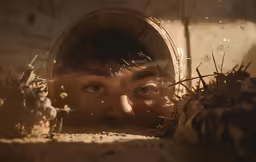 a man looking at a basket with prickes on it