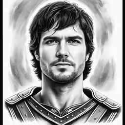 a drawing of jon draper in black and white