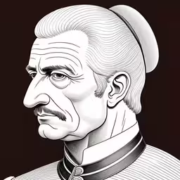 a black and white drawing of an older man,portrait of a man with a mustache,an older man with glasses is shown in this black and white photo,a black and white illustration of abraham lincoln by george croschel,the face of a man in an old fashioned uniform with a bow tie