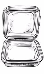 a drawing of a empty take out container