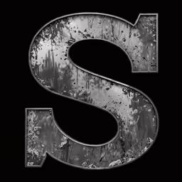a black and white photo of an old english letter s