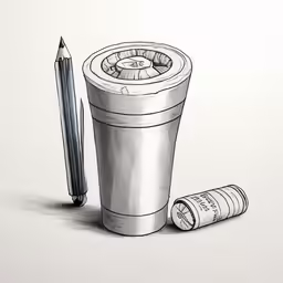 a pencil drawing of a drink and a cigarette