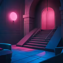 some very nice lights and a stairway