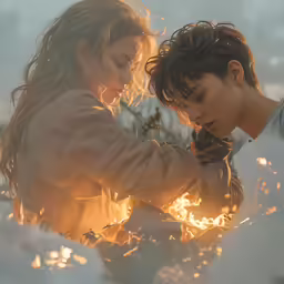 two people are together and look at something out side
