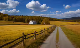 an old barn sits on a rural road in the country