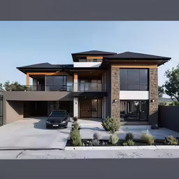 a large three - story house is seen in this graphic rendering