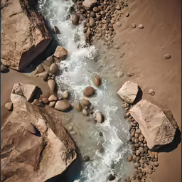 rocks and water next to each other on the beach