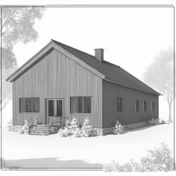 a house is shown in black and white