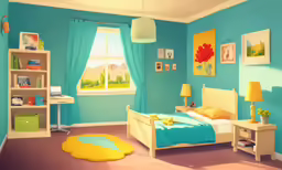 a bed and a desk in a room