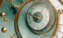 an antique clock with pendulums on the face