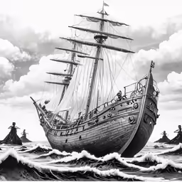 a large sailing vessel out on the water