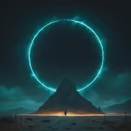 a circular thing made up of light in the sky