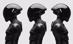 black and white photo of a three dimensional image of two people wearing jackets and helmets