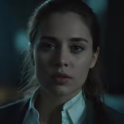 the woman is in the dark with blue eyes