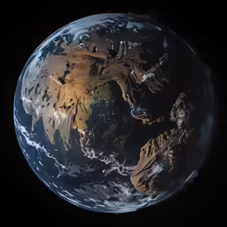 the earth shows some clouds that can be seen through the telescope