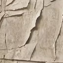 a sepia toned wall with pieces of torn paper