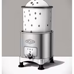 a drawing of a toaster in silver with a dome
