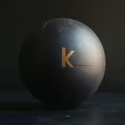 an empty ball that has the letter k on it