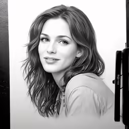 a woman is posing in front of a picture