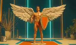 there is an image of man with wings in the studio